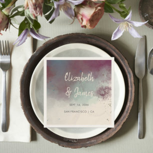 Modern Watercolor Jewel Tones Boho Wedding Napkin