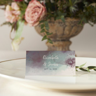 Modern Watercolor Jewel Tones Wedding Place Card