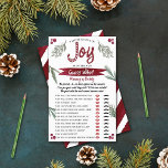Modern Watercolor "Joy" Candy Cane Baby Shower<br><div class="desc">This baby shower "Guess Who" game is perfect for anyone having a baby shower this Christmas time. Simply give these game cards out to your guests to play at the shower, the person with the most correct answers wins a prize of your choice! Matching party items can be found in...</div>