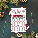 Modern Watercolor "Joy" Candy Cane Baby Shower<br><div class="desc">These bingo cards are perfect for anyone having a baby shower this Christmas time. Simply include these bingo cards when you send out your matching baby shower invitations, your guests can then fill out each square with any gift they think the baby will receive at the shower, five in any...</div>