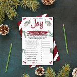 Modern Watercolor "Joy" Candy Cane Baby Shower<br><div class="desc">These baby shower game sheets are perfect for anyone having a baby shower this Christmas time. Simply give these game cards out to your guests to play at the shower, whoever is closest to the actual total cost, without going over, wins a prize of your choice! Matching items can be...</div>