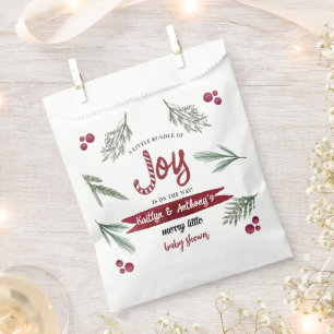 Modern Watercolor "Joy" Candy Cane Baby Shower Favour Bags