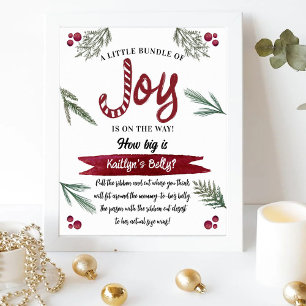 Modern Watercolor "Joy" Candy Cane Baby Shower Poster