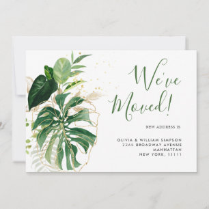 Modern Watercolor Jungle Tropical Greenery Moving Announcement