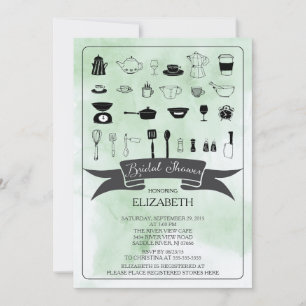 Modern Watercolor Kitchen Bridal Shower Invitation