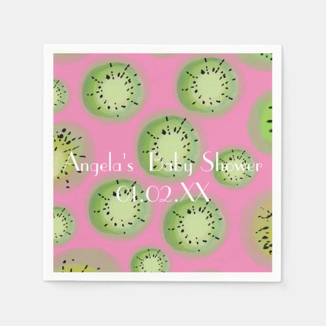 Modern Watercolor Kiwi Fruit Babyshower Napkin (Front)