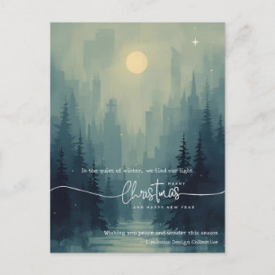 Modern Watercolor Landscape Business Christmas Holiday Postcard
