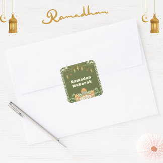 Modern Watercolor Lantern Iftar Party Invitation Square Sticker