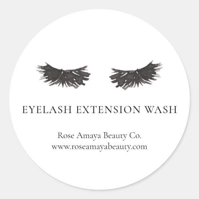 Modern Watercolor Lashes Lash Extension Cleanser Classic Round Sticker (Front)