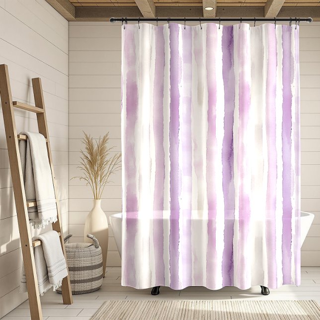 Modern Watercolor Lavender, Lilac, Blush Strokes | Shower Curtain (Creator Uploaded)