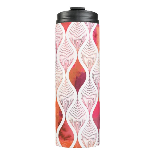 Modern watercolor leafs, seamless pattern. thermal tumbler (Front)