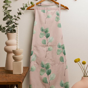 Modern Watercolor Leaves Pattern Apron