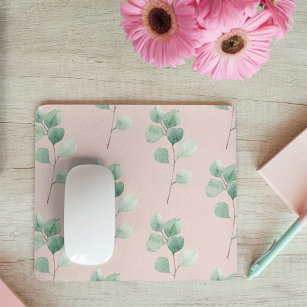 Modern Watercolor Leaves Pattern  Mouse Mat