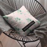 Modern Watercolor Leaves Pattern With Name Cushion<br><div class="desc">Modern Watercolor Leaves Pattern With Name</div>