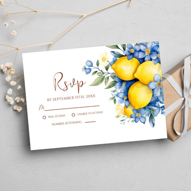 Modern Watercolor Lemon Botanical Wedding RSVP Card (Modern Watercolor Lemon Botanical Wedding RSVP Card)