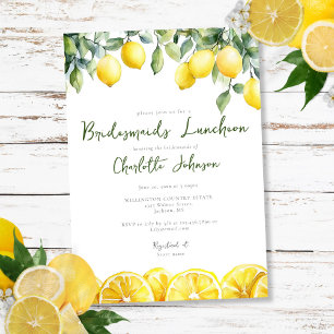 Modern Watercolor Lemon Bridesmaids Luncheon Invitation