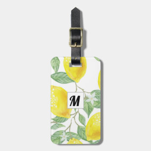 Modern Watercolor Lemon Travel Holiday Monogram Luggage Tag