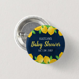 Modern Watercolor Lemon Tree Baby Shower 3 Cm Round Badge