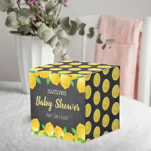 Modern Watercolor Lemon Tree Baby Shower Favour Box