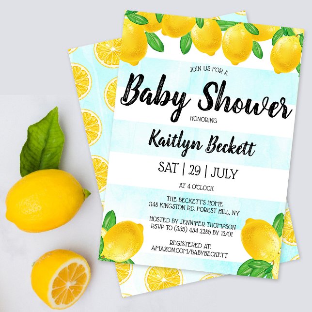 Modern Watercolor Lemon Tree Baby Shower Invitation (Creator Uploaded)