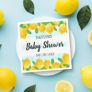 Modern Watercolor Lemon Tree Baby Shower Napkin