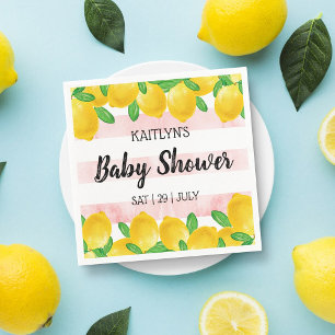 Modern Watercolor Lemon Tree Baby Shower Napkin