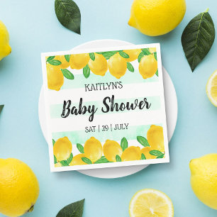 Modern Watercolor Lemon Tree Baby Shower Napkin