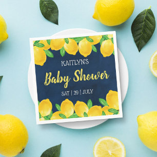 Modern Watercolor Lemon Tree Baby Shower Napkin