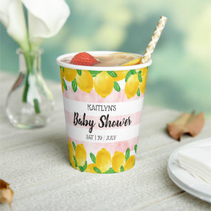 Modern Watercolor Lemon Tree Baby Shower Paper Cups