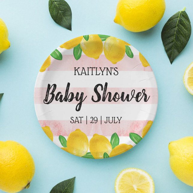 Modern Watercolor Lemon Tree Baby Shower Paper Plate (Creator Uploaded)