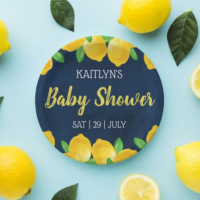 Modern Watercolor Lemon Tree Baby Shower Paper Plate (Creator Uploaded)
