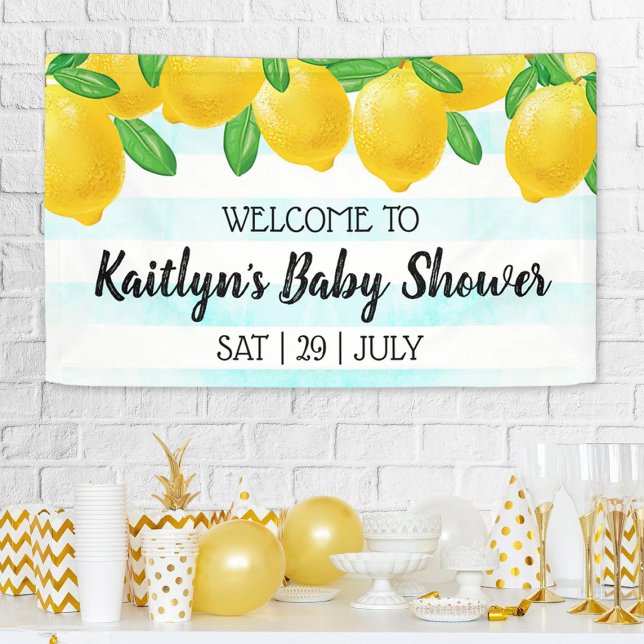 Modern Watercolor Lemon Tree Baby Shower Welcome Banner (Creator Uploaded)