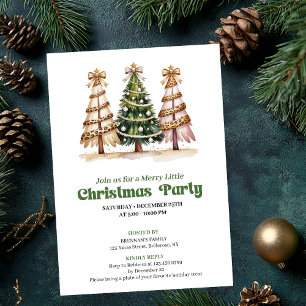 Modern watercolor leopard Christmas tree invite