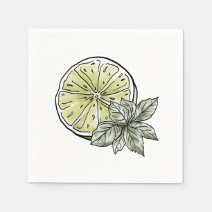 Modern Watercolor Lime Citrus Summer Garden Party Napkin