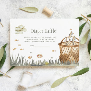 Modern Watercolor Little Fisherman Diaper Raffle Enclosure Card