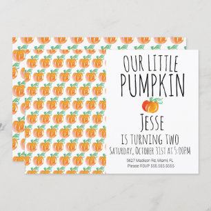 Modern Watercolor Little Halloween Pumpkin Invitation