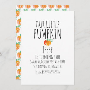 Modern Watercolor Little Halloween Pumpkins Invitation