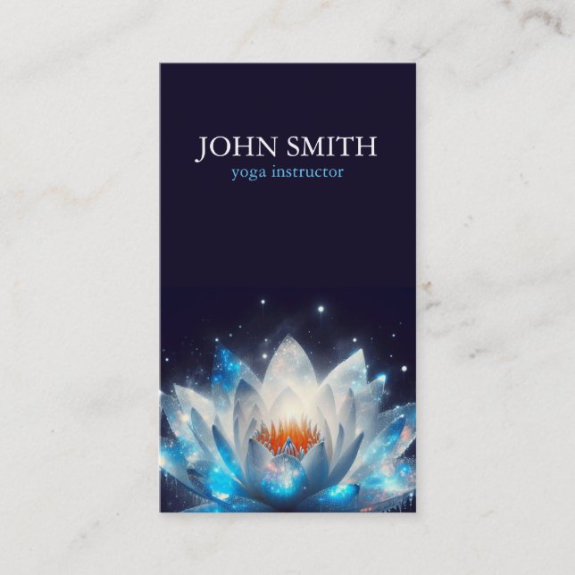 Modern Watercolor Lotus Flower Logo Yoga Business Card (Front)