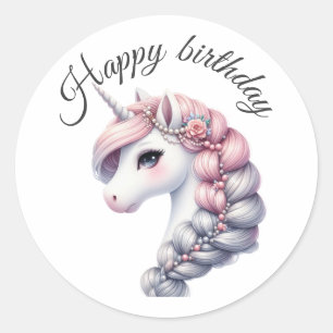 Modern watercolor magical baby unicorn classic round sticker