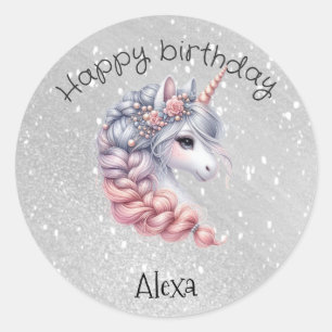 Modern watercolor magical baby unicorn classic round sticker