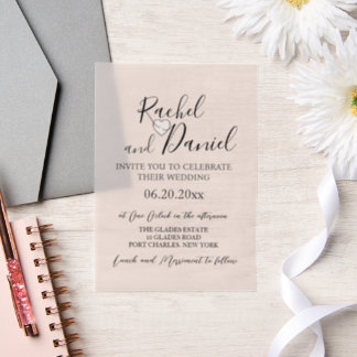 Modern Watercolor Magnolia Wedding  Vellum Invitations