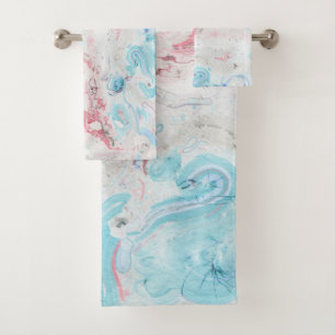 Modern Watercolor Marble bath decor Towel Set