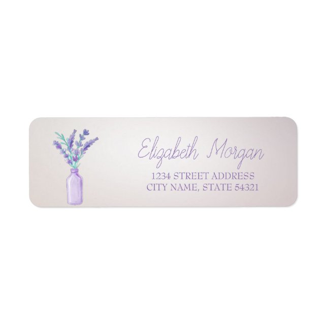 Modern Watercolor Mason Jar Lavander  Address (Front)