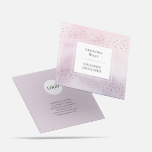 Modern Watercolor Mauve Square Business Card