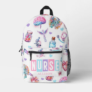 Modern watercolor Medical Nurse Printed Backpack