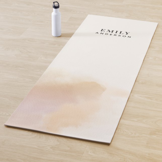 Modern watercolor minimal elegant pink peach yoga mat (In Situ)