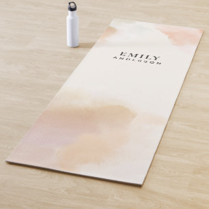 Modern watercolor minimal elegant pink peach yoga yoga mat