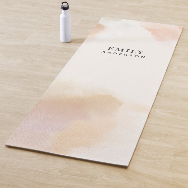 Modern watercolor minimal elegant pink peach yoga yoga mat (In Situ)