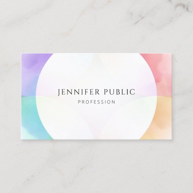 Modern Watercolor Minimalist Elegant Template Business Card (Front)