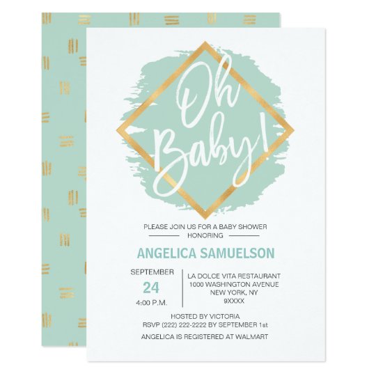 mint green baby shower invitations